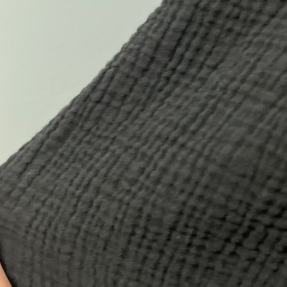 Free People Black Cotton Gauze Button Front Tie Hem Shirt Top XS Boho Casual - Picture 13 of 14